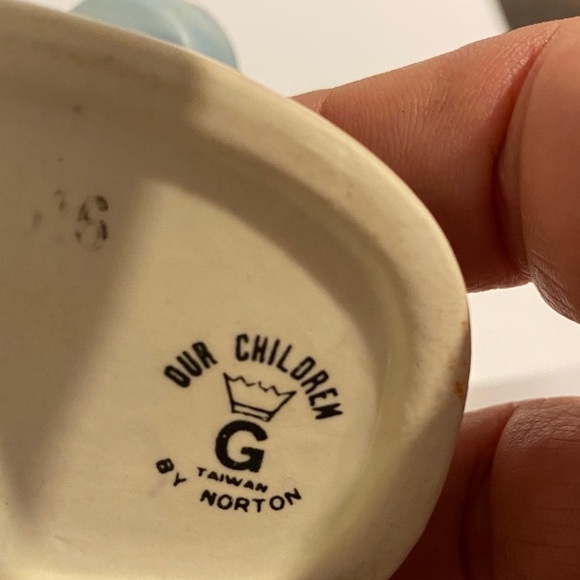 Charming Ceramic Figurine with Blue and Cream Accents our children - Picture 2 of 3